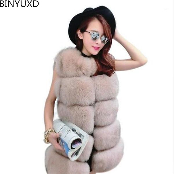 

binyuxd new 2017 arrival winter warm fashion women import coat fur vest high-grade faux fur coat long vest1, Black