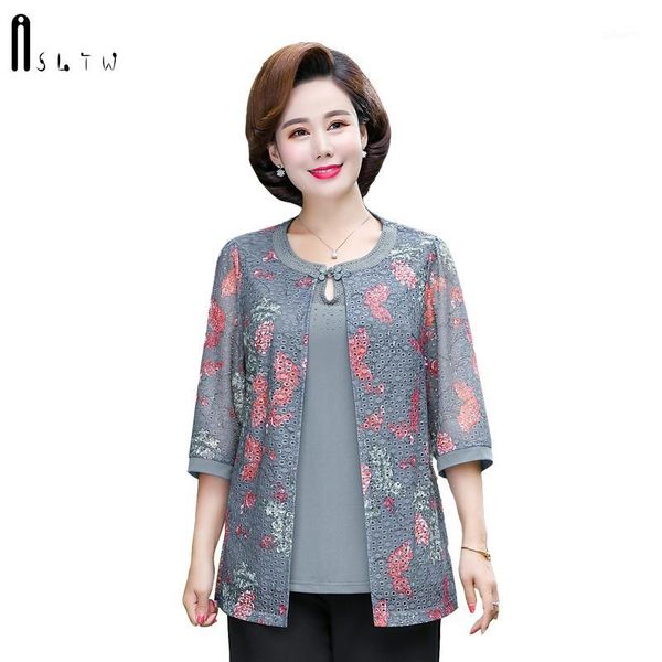 

asltw fake two pieces summer t-shirt women new causal short sleeve t-shirts for women thin knitted hollow o neck female tees, White