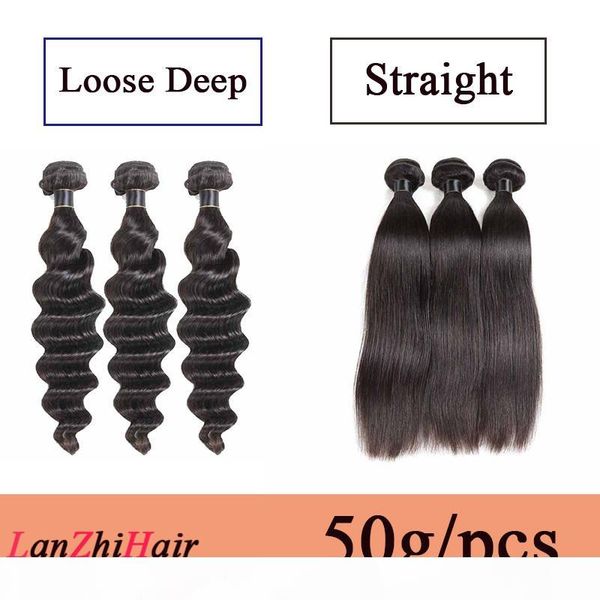

brazilian loose deep human hair weaves peruvian malaysian indian brazilian virgin human hair straight 3 4 5 6 pieces lot, Black