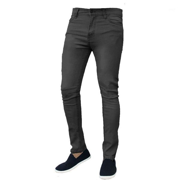 

men's jeans classic simple denim casual tattered pants high-quality european and american men stretch straight jeans1, Blue