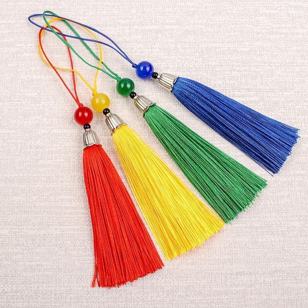 

5pcs 15cm jade bead metal caps tassel pendant diy crafts material polyester tassel trim car hang decoration fringe accessories h jllcqn