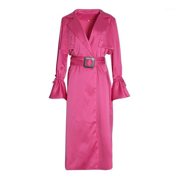 

msxu women's new autumn winter elegant vintage retro satin belt pocket casual windbreaker trench coat blazer british style1, Tan;black
