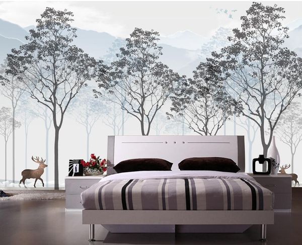 New Style 3D Stereoscopic Wallpaper Foresta Paesaggio Paesaggio Sfondi Sfondo Wall 3D Murales sfondi gratuiti per soggiorno