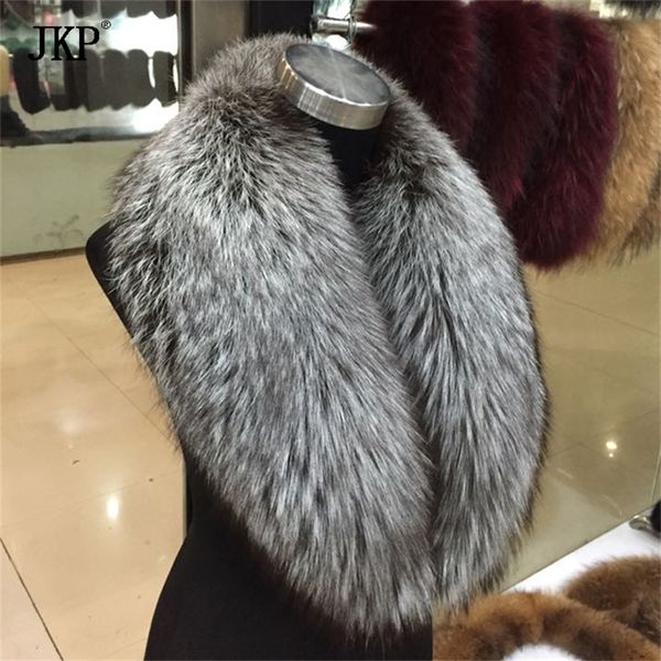 

winter women real silver fox collar fur scarf neck warmer wrap y201007, Blue;gray