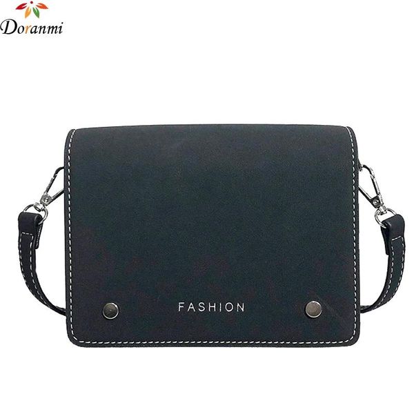 

doranmi rivet flap shoulder bag femal 2020 women's bag crossbody messenger suede leather bolsos mujer letter printed cbb056