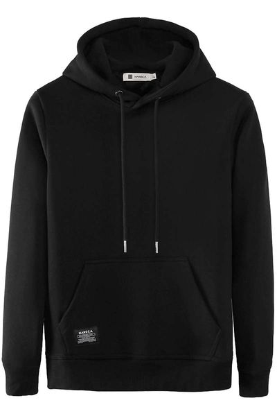 

hanska autumn winter black plush couple's sweater men's fashion ins sports hooded loose coat