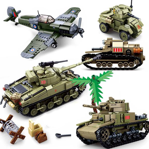 

ww2 military pazer tank army vehicle compatible aircrafts war plane fighter jet armored car building blocks bricks toys 1008