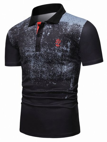

men floral print polo shirt v1x1#, White;black