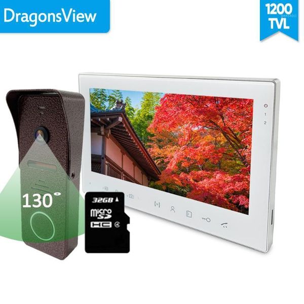 

video door phones [wide angle] dragonsview doorbell intercom phone with monitor 7 inch record unlock home security access control kit1