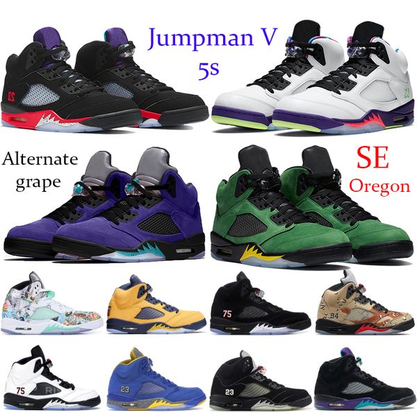 

new se oregon jumpman 5 5s mens basketball shoes alternate bel 3 alternate grape fire red silver black metallic mens running