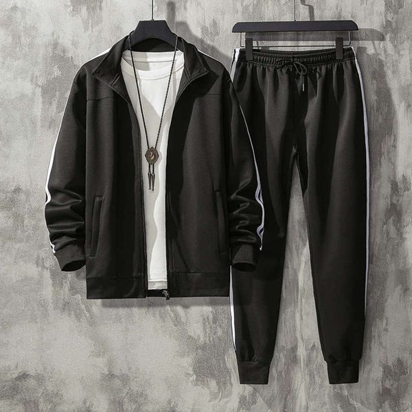 

2020 autumn sports new korean suit standing collar cardigan sweater casual men's running two piece set, Gray