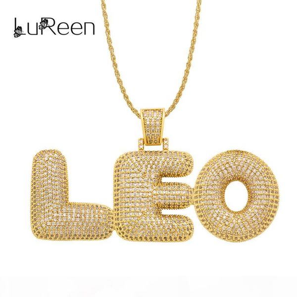 

пользовательские имя bubble letters кулон ожерелья для mens hip hop кубический циркон ожерелье золота серебряные цепи ювелирных изделий ln07, Silver