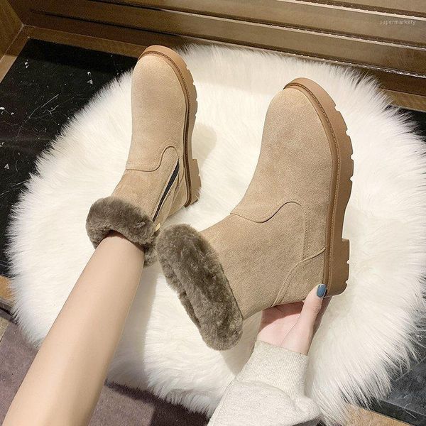 

winter plus velvet thick snow boots cotton shoes boots women's shoes flat with students short tube with1, Black