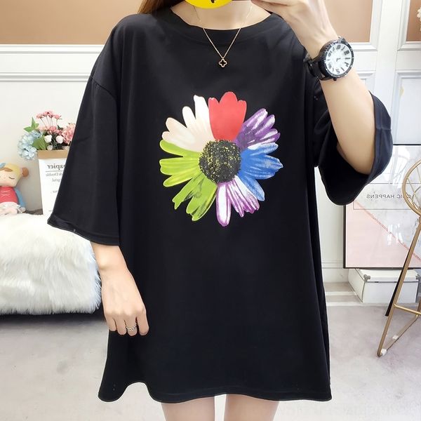 

5bmqv 200-300kg fat coat t-shirt sleeve summer wear 2019 half women's wear extra large size short sleeve t-shirt women's new mm up, White