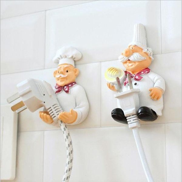 

2pcs cartoon power cord storage rack chef plug hook strong plug finishing bracket1