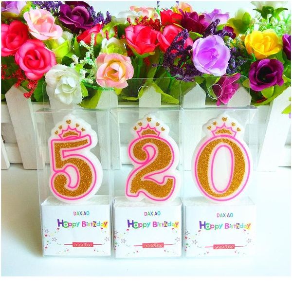

1 pcs shinning golden pink/blue mini digital 0-9 birthday candles smoke-cake candle decoration cute kids party jllcvk