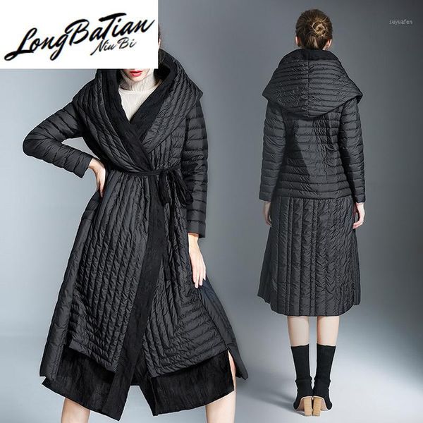 

down jacket women's autumn hooded woman parkas long korean style women coat female jackets clothing chamarras de mujer1, Black