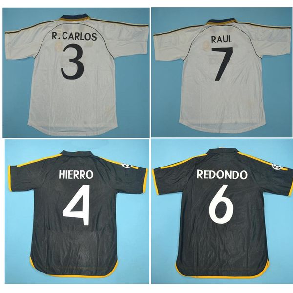 

thai 98 99 00 01 real madrid retro jerseys 1998 1999 soccer jersey vintage classic 2000 2001 raul redondo mijatovic camisetas shirt, Black;yellow