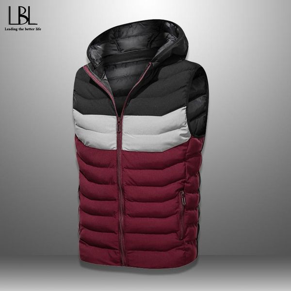

vest men hooded sleeveless zipper vests jacket waistcoat man winter 2020 new-arrived fashion casual warm cotton-padded waistcoat, Black;white