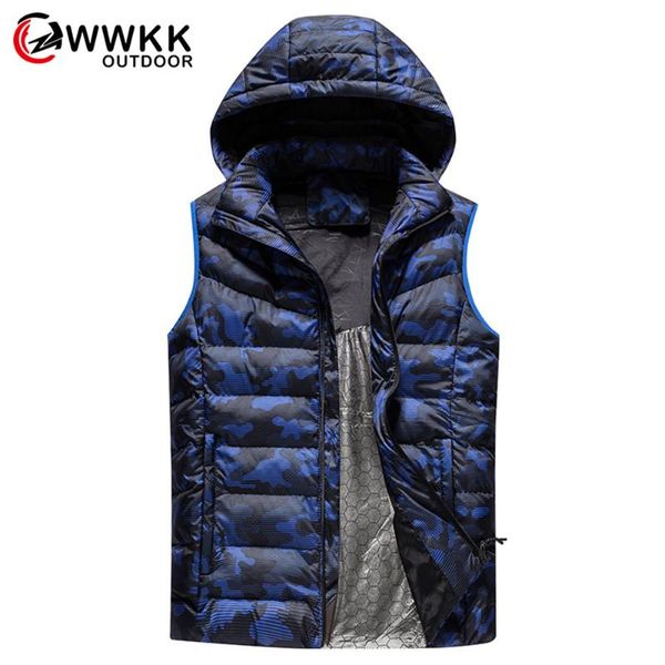 

wwkk men's waterproof mountain/camping/trekking outdoor hooded vest camouflage coats new keep warm waistcoat hunting pgraphy, Gray;blue
