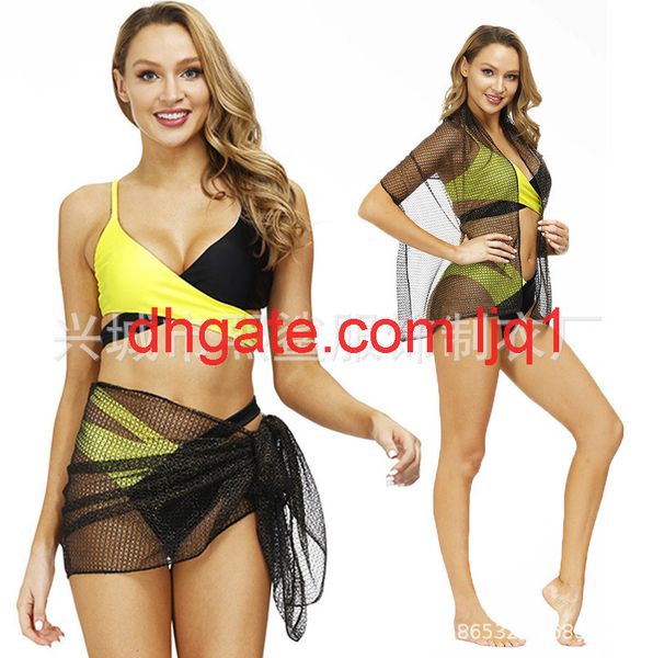 

2121 classic bikini stitching cross bikini split swimsuit women's three piece set, White;black