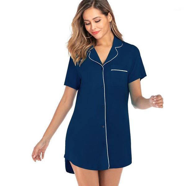 

healthy women modal sleepshirt solid nightdress women comfortable nightwear short sleeve nightgown vestidos girl lingerie1, Black;red