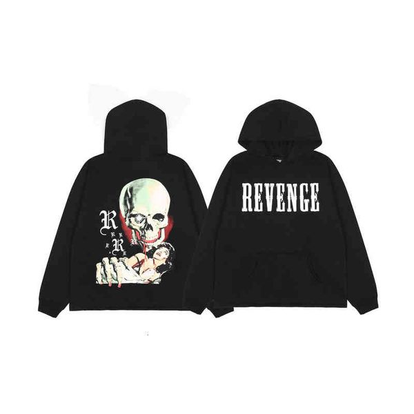 

letter winter printed skull hoodie loose plush men's and women's hip hop et, Black