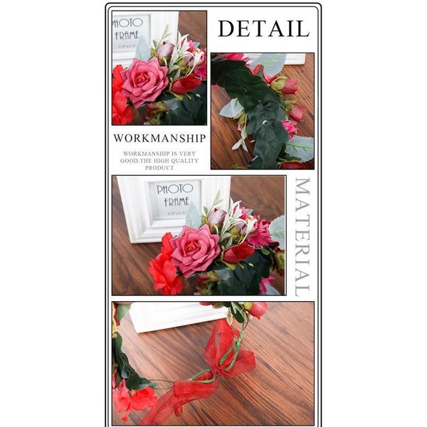 

haimeikang new arrival boho women rose flower crown headband beach headwear floral ribbon hair bands wreath hair acc jlldut