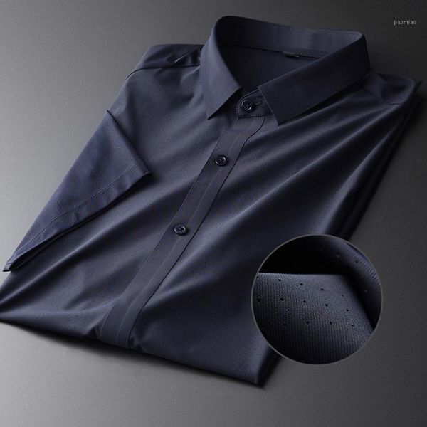 

classic summer mens shirts luxury short sleeve solid color casual mens dress shirts 4xl fashion slim fit male shorts1, White;black