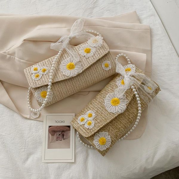 

straw handbag women's bags fashion straw weave women sunflower crossbody bag beach shoulder messenger handbags summer totes bag