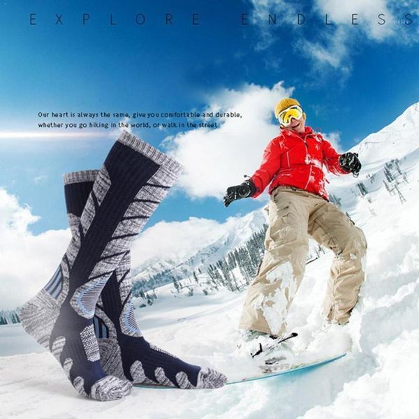 

sports socks 1 pair compression warm long thermal for men ski sock climbing women sport thicker camping ou c7d71, Black