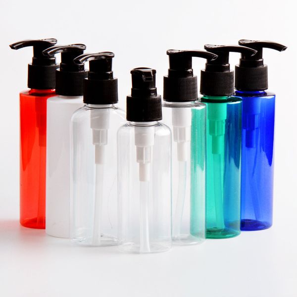 

bottles bottle empty 4 oz refillable lotion pet bpa clear black white pump great for creams body wash hand soap