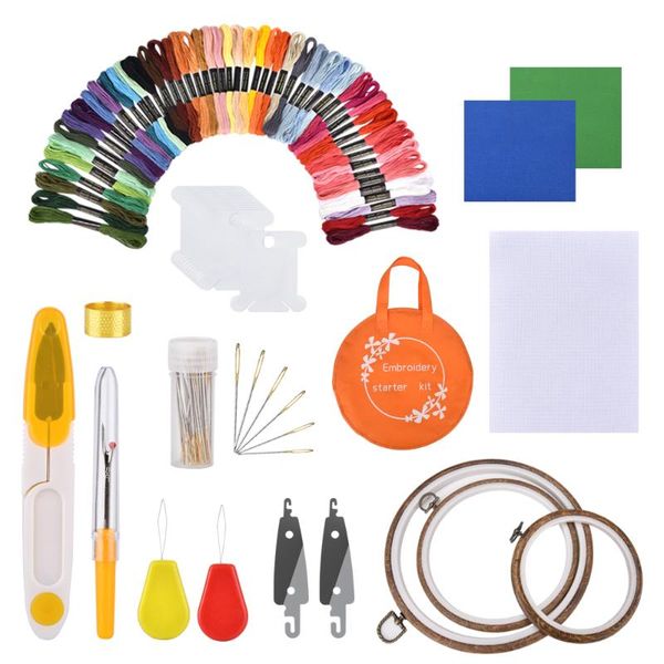 

sewing notions & tools 50/100 colors diy embroidery pen knitting tool kit punch needle set threads hoop round needlecraft, Black