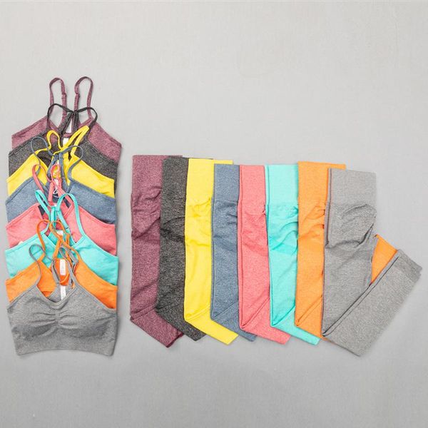 

seamless 8 colors yoga set fitness women tracksuit bra high waist yoga leggings gym clothing joggers sport bra sportswear, White;red