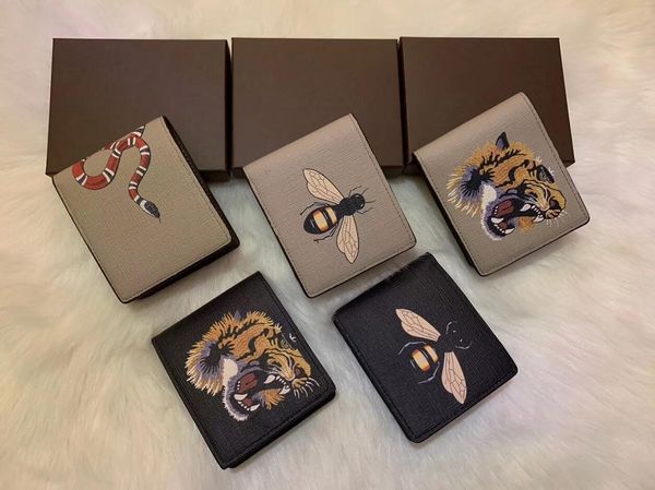 

men animal short wallet leather black snake tiger bee wallets, Red;black