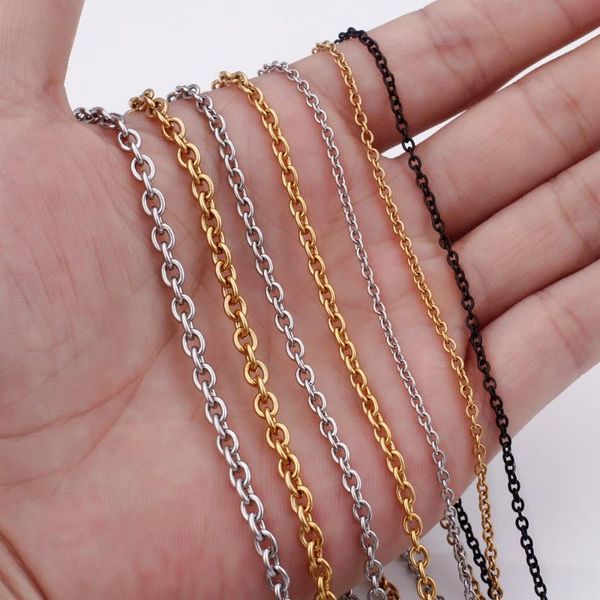 

2/3/4mm black/gold link chain necklace for women stainless steel male female classic jewelry, Silver
