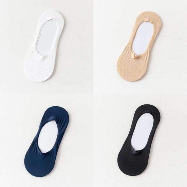 

2020 новый мужской лодка тонкий летний лед шелковой сетки дышащий sockssilicone невидимые socksinvisible носки силиконовые нескользящей мужс, Black