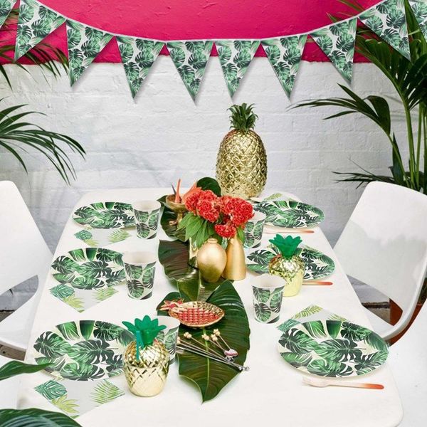 

планшеты fengrise черепаха лист бумаги кубок hawaii party supplies гавайский день рождения тропические листья одноразовая партии посуда деко