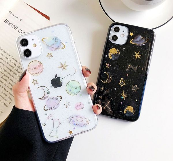 

для iphone 12pro эпоксидного planet star чехол для iphone 12 11 pro max xr xs max x-7 6 6s plus прозрачного тпа противоударна обложка