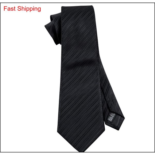 

fast shipping silk ties for men black solid jacquard woven with handkerchief and cuffs wholesale fashion wedding qylbvo queen66, Black;blue