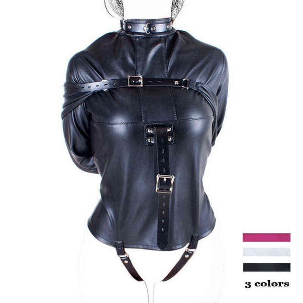 Nxy sm sexo adulto brinquedo preto bdsm ual retenção brinquedos para casais flertar couro obrigatório bondage ajustável roupas escrava adultos jogos 3 cores.1220