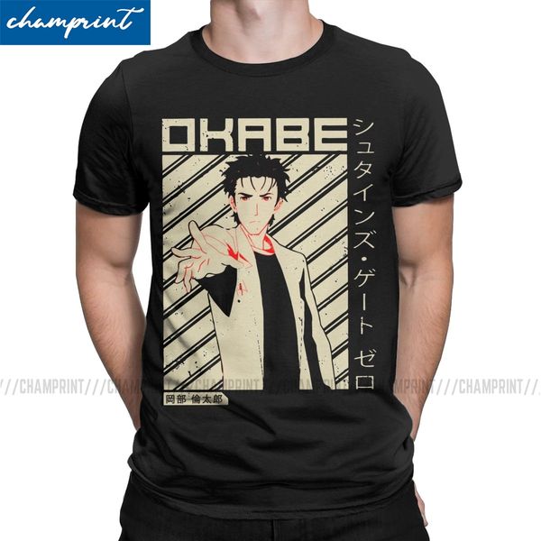 

men t-shirts steins gate 0 rintaro okabe anime vintage tees short sleeve t shirts round neck plus size sport hooded sweatshirt hoodie