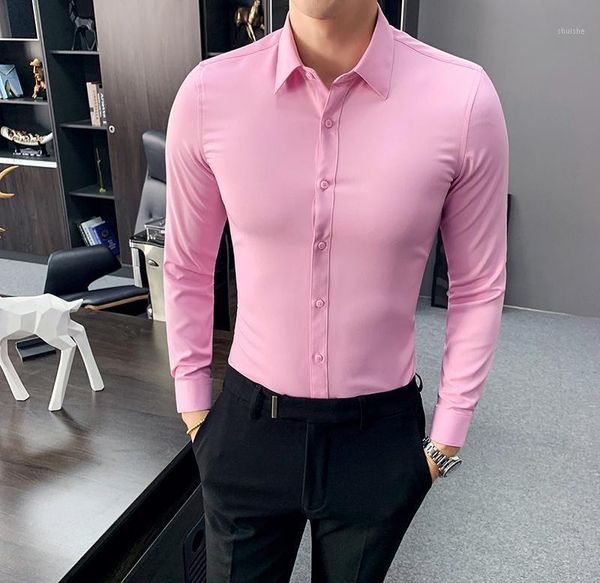 

6 solid color pink tuxedo dress shirt men long sleeve shirt chemise business office works shirts camisa social masculina1, White;black