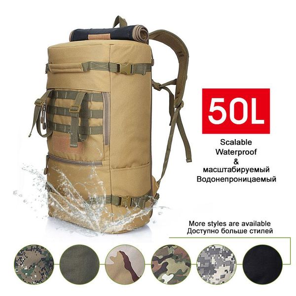 

outdoor bags 50l large capacity army tactical backpack camping mountaineering bag men hiking rucksack travel
