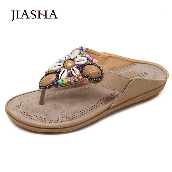 

slippers beach shoes women flip flops 2021 summer sandals female woman ethnic bead comfortable ladies shoe1, Black
