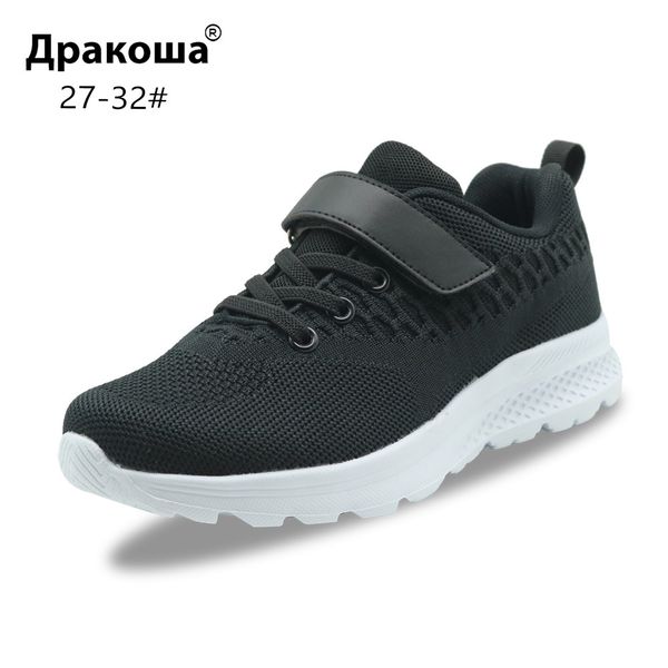 

apakowa big boys lace up running shoes little kids hook and loop comfy mesh breathable sneakers sports gym jogging walking shoes y201028