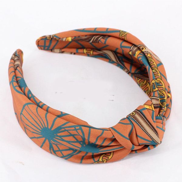 

retro chain printed head hoop women middle knotted wide-brimmed cross knot headband hair hoop hairband vintage hair accessories q wmtdng