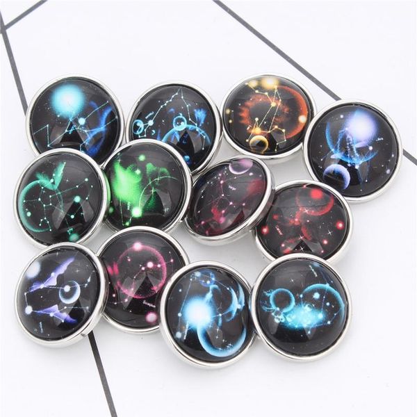 

10pcs/lot new glass snap button jewelry random 12 constellation fit 18mm diy snap bracelet bangle neckla bbyirs