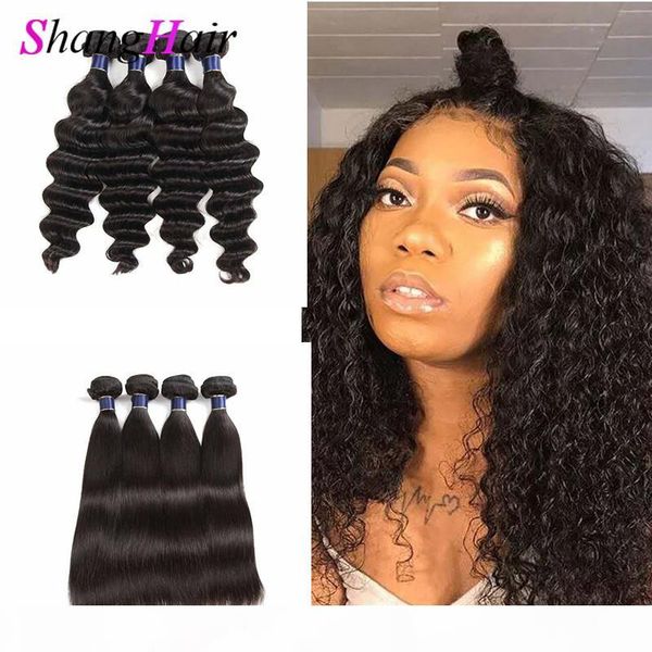 

9a brazilian virgin hair extensions weaves 4 bundles loose deep brazilian human hair wefts straight raw indian remy hair straight, Black