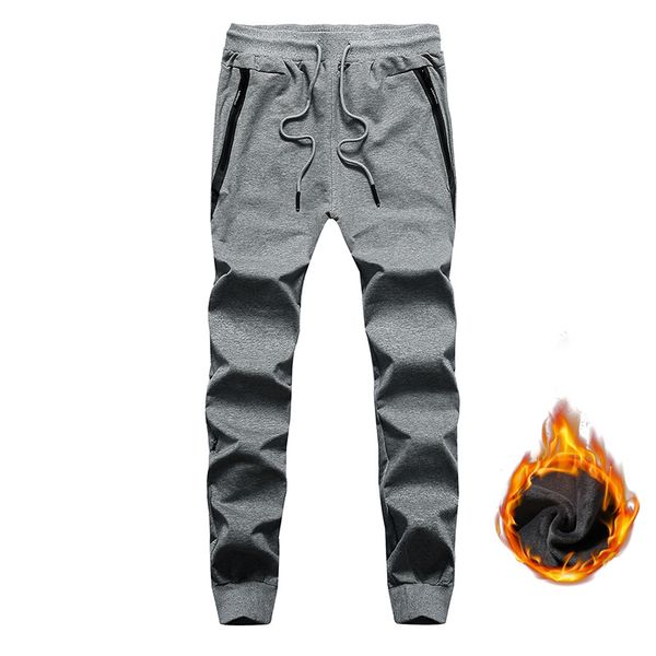 

new men's pants warm leggings mens thick velvet pants for winter jogger sweatpants cotton slim fit casual trousers big size c93j, Black